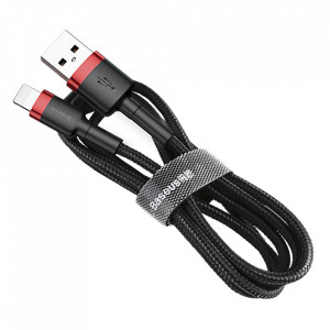 Кабел с оплетка BASEUS Cafule USB A към Lightning Quick Charge 3.0 1.5A 2m (CALKLF-C19) черен / червен