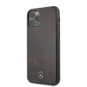 Оригинален твърд гръб Mercedes Wood Line розовwood MEHCN65VWOBR - iPhone 11 Pro Max кафяв