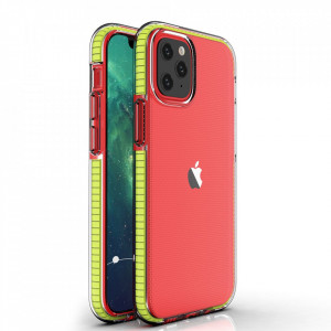 Прозрачен силиконов гръб с цветен кант Spring - iPhone 12 mini жълт