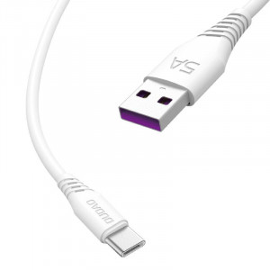 Кабел за зареждане и данни с оплетка DUDAO USB Type A към USB Type C 5A 1m (L2T) бял