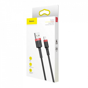 Кабел с оплетка BASEUS Cafule USB A към Lightning Quick Charge 3.0 1.5A 2m (CALKLF-C19) черен / червен