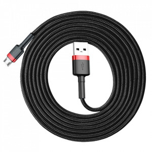 Кабел с оплетка BASEUS Cafule USB A към Micro USB Quick Charge 3.0 1.5A 2m (CAMKLF-C91) черен / червен