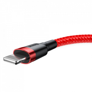 Кабел с оплетка BASEUS Cafule USB A към Lightning Quick Charge 3.0 1.5A 2m (CALKLF-C09) червен