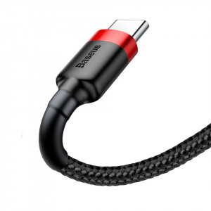 Кабел с оплетка BASEUS Cafule USB A към Type-C 3A 1m (CATKLF-B91) черен / червен