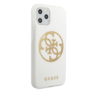 Оригинален гръб GUESS Glitter 4G Circle Logo - iPhone 11 Pro Max бял