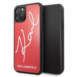 Оригинален твърд гръб KARL LAGERFELD Signature Glitter KLHCN58DLKSRE - iPhone 11 Pro червен