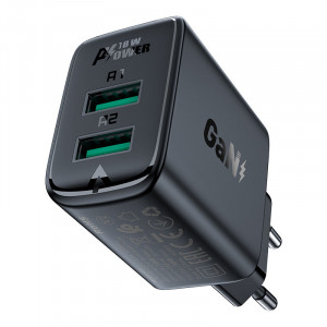 Acefast charger 2x USB 18W QC 3.0, AFC, FCP черен (A33 черен)