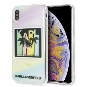 Оригинален твърд гръб KARL LAGERFELD Karlifornia Dreams KLHCI65IRKD - iPhone XS Max прозрачен