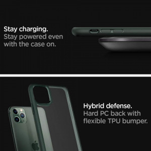 Гръб Spigen Ultra Hybrid - iPhone 11 Pro тъмнозелен