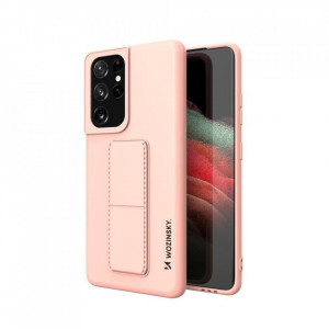 Силиконов гръб със стойка Wozinsky Kickstand - Samsung Galaxy S21 Ultra 5G розов