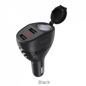 Hoco car charger Thunder power car charger 2 x USB 3,1A LCD + cigarette lighter Z34 черен