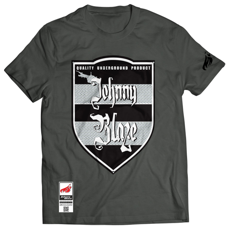 Johnny Blaze T Shirt Jb Underground Big Shield Grey Black Deluxe