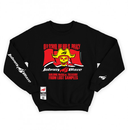 Johnny Blaze Heavy Sweatshirt - Old School HipHop is Piracy   [ Red White / Glow in the Dark ] Edition 3
