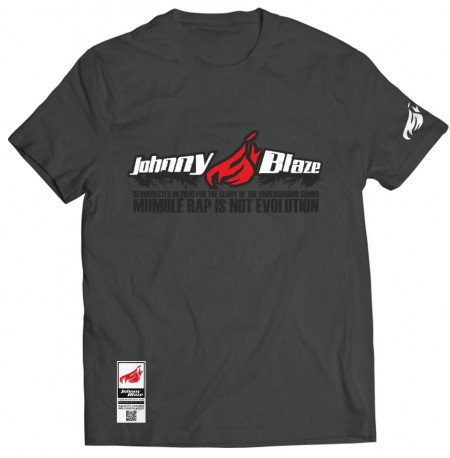 Johnny Blaze T-shirt - Mumble rap is not evolution  Grey Black    Edition 2 - front