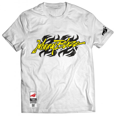 Johnny Blaze T-shirt - Classic Old School White Yellow Edition 2 - front