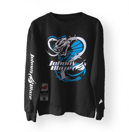 Johnny Blaze PREMIUM Sweatshirt - Don't mess with me [ Black Blue / Glow in the Dark  ]  Edition 3