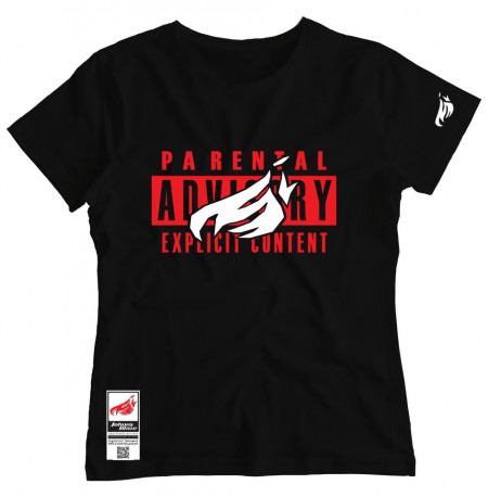 Johnny Blaze Girl T-shirt -  Parental Advisory Explicit Lirics   [ Black Red / Glow in the Dark ]  Edition 3