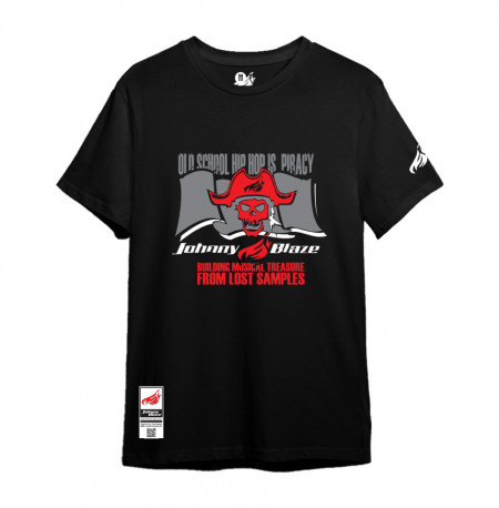 Premium Johnny Blaze T-shirt - Old School HipHop is Piracy [ Red Grey / Glow in the Dark ] Edition 3 Front