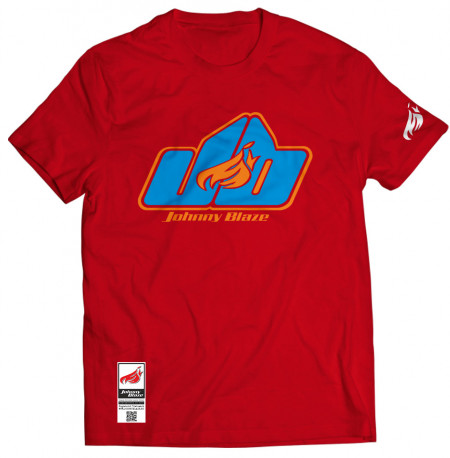 Johnny Blaze Classic T-shirt - JB Old School is Here [ Neon Red Blue ]