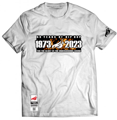 Johnny Blaze T-shirt -  50 Years of Hip Hop 1973 - 2023  [ White Fire ]  Edition 3