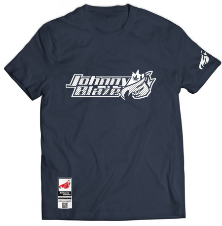 Johnny Blaze T-shirt - JB Small Leaf  Blue White Front