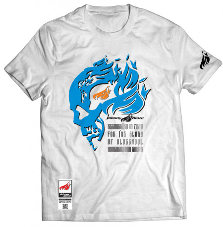 Tricou Johnny Blaze - For the Glory of Old School Sound - JB Flame Skull  White Navy - front