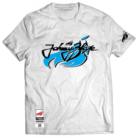 Tricou Johnny Blaze - JB Classic Signature Flame [ White Blue ]