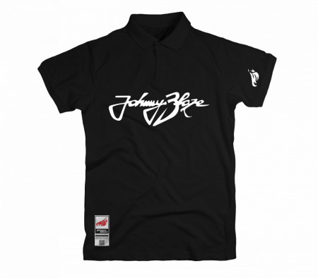 Johnny Blaze Polo T-shirt  - Urban JB Big Signature White Black   Edition 2