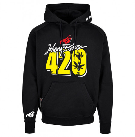 Premium Hoodie  Johnny Blaze  -  420 Time  [ Black White Yellow / Glow in the Dark ]  Editia 3