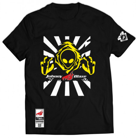Johnny Blaze T-shirt - Invader Alien Two Yellow Black Glow in the Dark Edition 2 - front