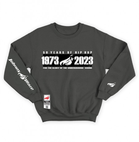 Streetwear Heavy Sweatshirt -  50 Years of Hip Hop 1973 - 2023  [ Grey White Black / Glow in the Dark ]  Edition 3
