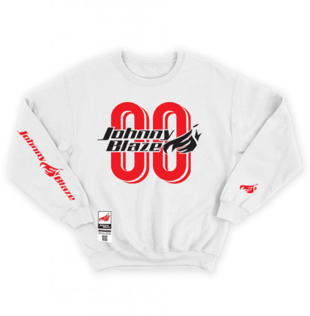 Johnny Blaze Heavy Sweatshirt - Agent Zero Zero JB   [ White Red  ]  Edition 3