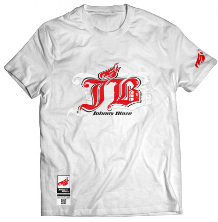 Johnny Blaze T-shirt - Old School is Back Red White   Glow in the Dark Edition front