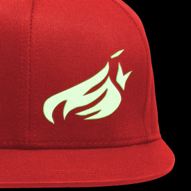 Johnny Blaze Classic Snapback Embroidered Hat - JB Flame  colour Red white phosphorescent night front