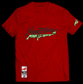Phosphorescent Johnny Blaze T-shirt - JB Old School Era - Red White  Edition 2 -  front