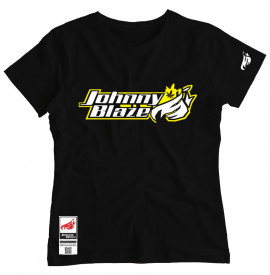 Johnny Blaze Girl T-shirt - JB Small Leaf   [ Black White Yellow ]  Edition 3