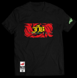 Johnny Blaze phosphorescent T-shirt - 4 Red Flames - Red Black  Glow in the Dark -  Edition 2 - front