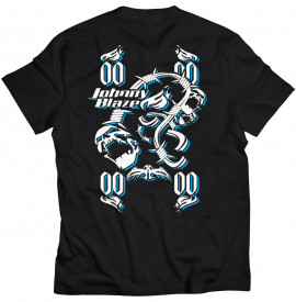 Johnny Blaze T-shirt  - Skulls and Barbed Wire  Blue Black   - back