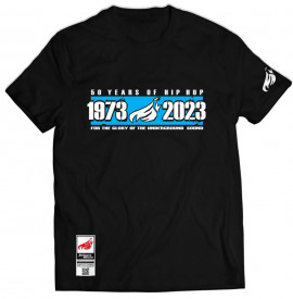Johnny Blaze T-shirt -  50 Years of Hip Hop 1973 - 2023  [ Black White Blue / Glow in the Dark ]  Edition 3