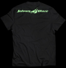 Johnny Blaze phosphorescent T-shirt - 4 Red Flames - Red Black  Glow in the Dark -  Edition 2 - back