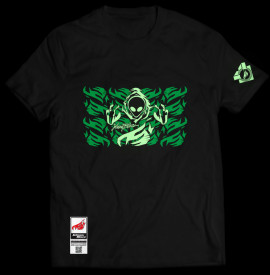 Phosphorescent Johnny Blaze T-shirt - Invader Alien Three - Green Black   -  Edition 2 - front