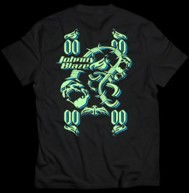 Phosphorescent Johnny Blaze T-shirt  - Skulls and Barbed Wire - back