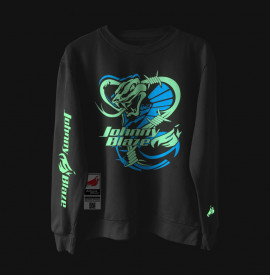Johnny Blaze PREMIUM Sweatshirt - Don't mess with me [ Black Blue / Glow in the Dark  ]  Edition 3 Night Fosfor
