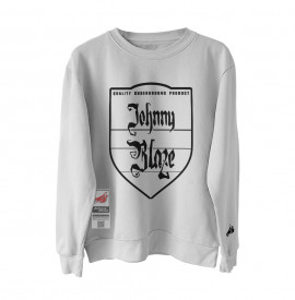 Johnny Blaze Premium Sweatshirt - JB Underground Big Shield [ White Black Light ]