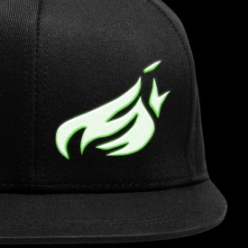 Johnny Blaze Classic Snapback Embroidered Hat - JB Flame  colour black white phosphorescent night front