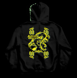 phosphorescent Johnny Blaze Premium Old School Hoodie Skulls and Barbed Wire back