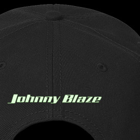 Johnny Blaze Classic Snapback Embroidered Hat - JB Flame  colour black white phosphorescent back front