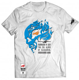 Johnny Blaze T-shirt - For the Glory of Old School Sound - JB Flame Skull [ White Navy ]