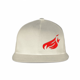 Johnny Blaze Classic Snapback Embroidered Hat - JB Flame [ Pearl White Red ]
