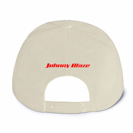 Johnny Blaze Classic Snapback Embroidered Hat - JB Flame  colour Pearl White Red back 